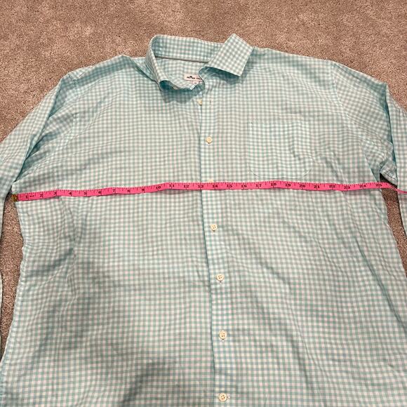 Peter Millar Men's Teal and Blue Checkered Long‎ Sleeve Dress Shirt Sz XL - Picture 9 of 11
